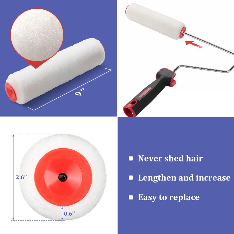 FLY HAWK Paint Roller,4 FT Brush kit Multi-Function Paint Roller kit with House Paint Roller Brush Stainless Steel Pole, New Splicing Rod, Mural Brush for Walls and Ceiling (White) (4 FT) - Image 3
